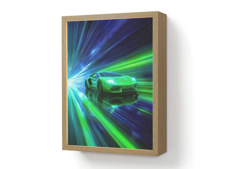 OnlyWow Nachttischlampe MIT Akku Geschwindigkeit - Leicht - Sportwagen - Grün 30x40 cm, Rechteckig, LED integrated, 30x40x8 cm, Lampen & Leuchten, Innenbeleuchtung, Nachtlichter