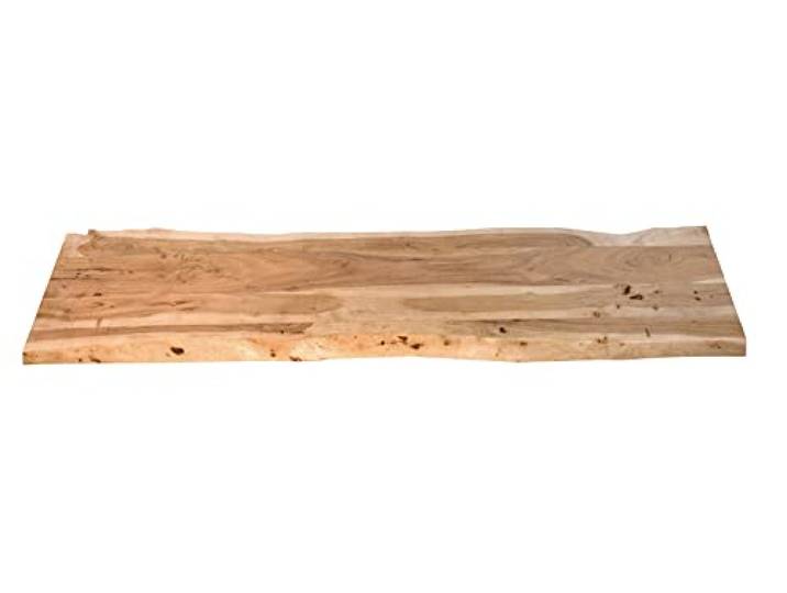 SAM Holzplatte Louisa 200x40 cm Akazie Natur lackiert Baumkante Tischplatte Baumkanten-Platte, Akazienholz naturfarben massiv, für Heimwerker, Arbeitsplatten, Tische & Fensterbretter