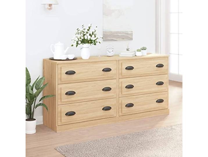 HEFZGDB Klassisches Sideboard mit Wandhalterung zur Sicherung, langlebiges Sideboard aus Holzwerkstoff mit viel Stauraum und Organisationsmöglichkeiten, Zeitloses Design für Zuhause zur