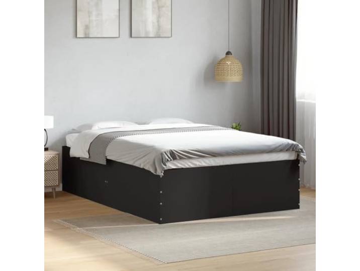 RJPLMFV Bettgestell, Schwarz, 135 x 190 cm, ohne Matratze Langlebiges Holzwerkstoff, Lattenrost inklusive, modernes Design, optimale Unterstützung