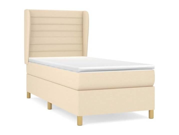 PUGYNBK Boxspringbett, cremefarben, 100 x 200 cm Verstellbares Kopfteil, Taschenfederkernmatratze, mittlere Härte, atmungsaktiver Stoff