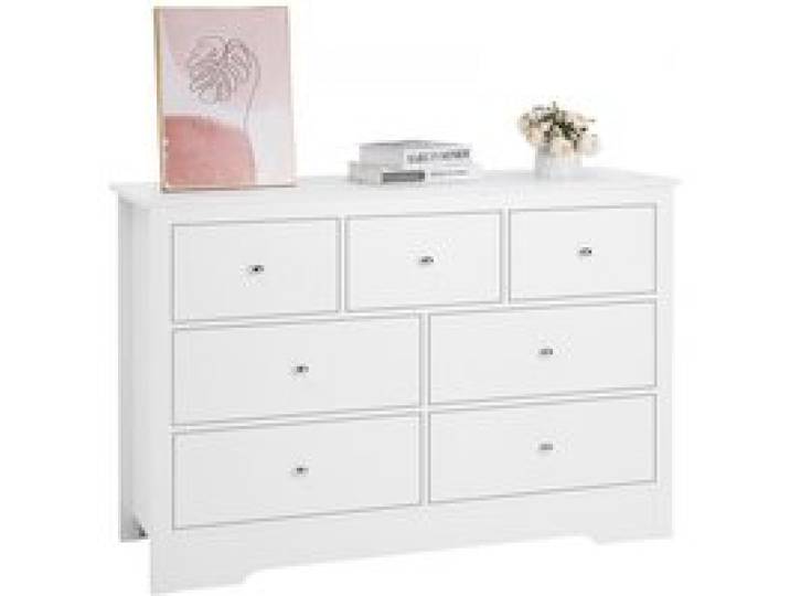 VEVOR Kommode mit 7 Schubladen & Kippschutz, minimalistischer moderner Schubladenschrank (400 x 1199 x 813 mm) Organizer Schubladenkommode für Wohnzimmer Schlafzimmer Eingangsbereich Flur (weiß)