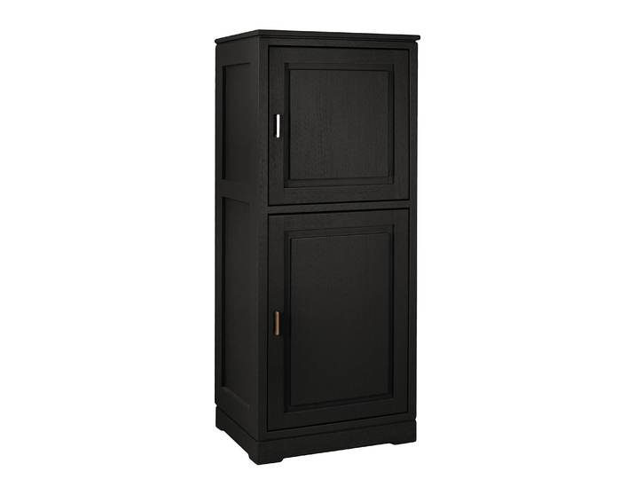 Highboard Glatt 59 x 142 x 46cm Türanschlag rechts Schwarz/Schwarz