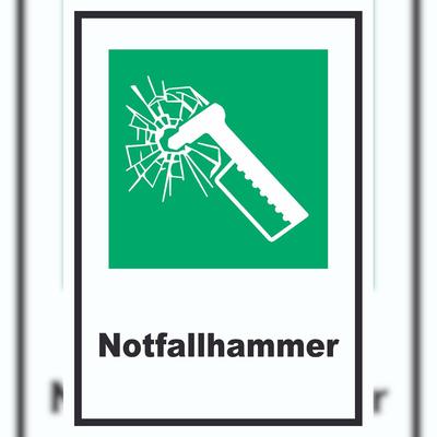 HB-Druck Notfallhammer A3 Rückseite selbstklebend Schild