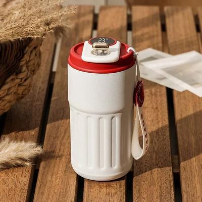KitchenCuration Smart LED Thermos Bottle   Digital Temperature Coffee Mug   316 Stainless Steel Vacuum Insulated Portable Cup red