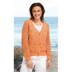 Baumwoll-Strickjacke in Melange orange in Größe 40/42 von DW-Shop, Orange, 40/42