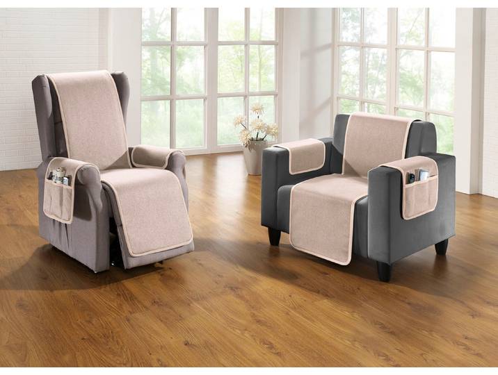 Wende-Schoner mit Bandeinfassung, Beige, Größe 842 (Couchschoner, 110x140 cm)