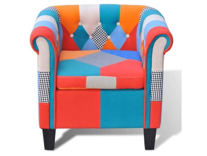 Fauteuil Salon BINGO - Chaise avec design de patchwork Tissu 68 5x60 5x65cm pour relax 19490