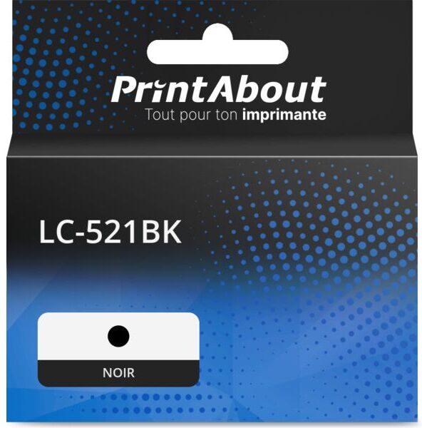 PrintAbout Cartouche compatible Brother LC-521BK - Noir Noir