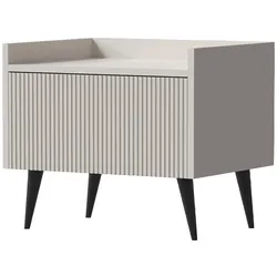 NACHTTISCH Amfali mit 1 Tür, geriffelte Fronten, Push-to-open, Metallbeine, 52 cm, Kaschmir