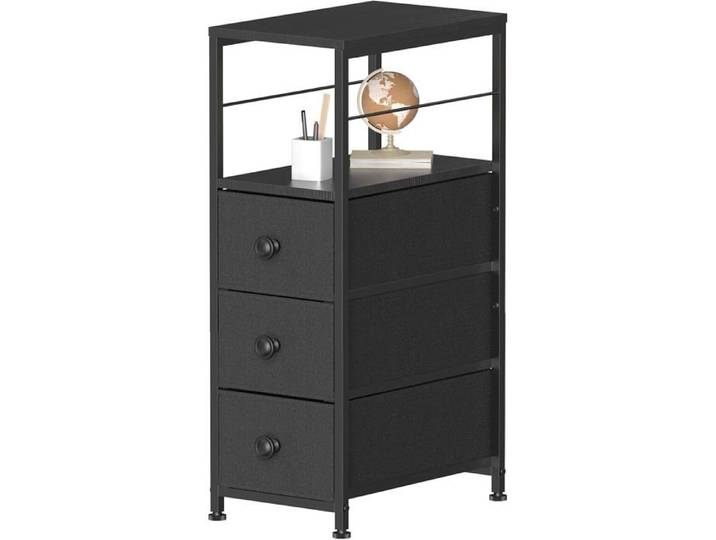 Commode Avec 3 Tiroirs En Tissu Meuble À Tiroirs Avec Poignées Commode Noire En Tissu Pour Chambre Salle De Bain Petits Espa[IN72]