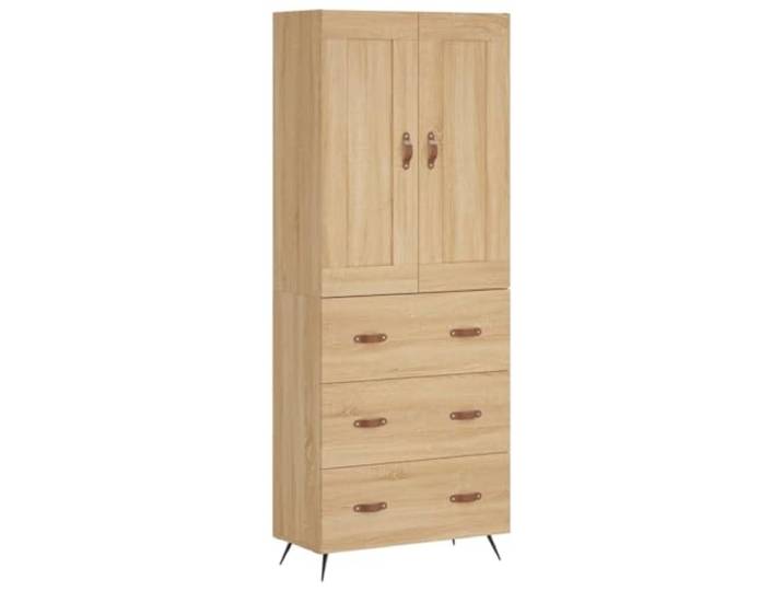 HKTMGDNG Highboard Sonoma-Eiche 69,5x34x180 cm Standschrank Geräumiger Stauraum für Wohnzimmer und Flur: Robuste Metallbeine und blickdichte Türen schützen alltägliche Utensilien.