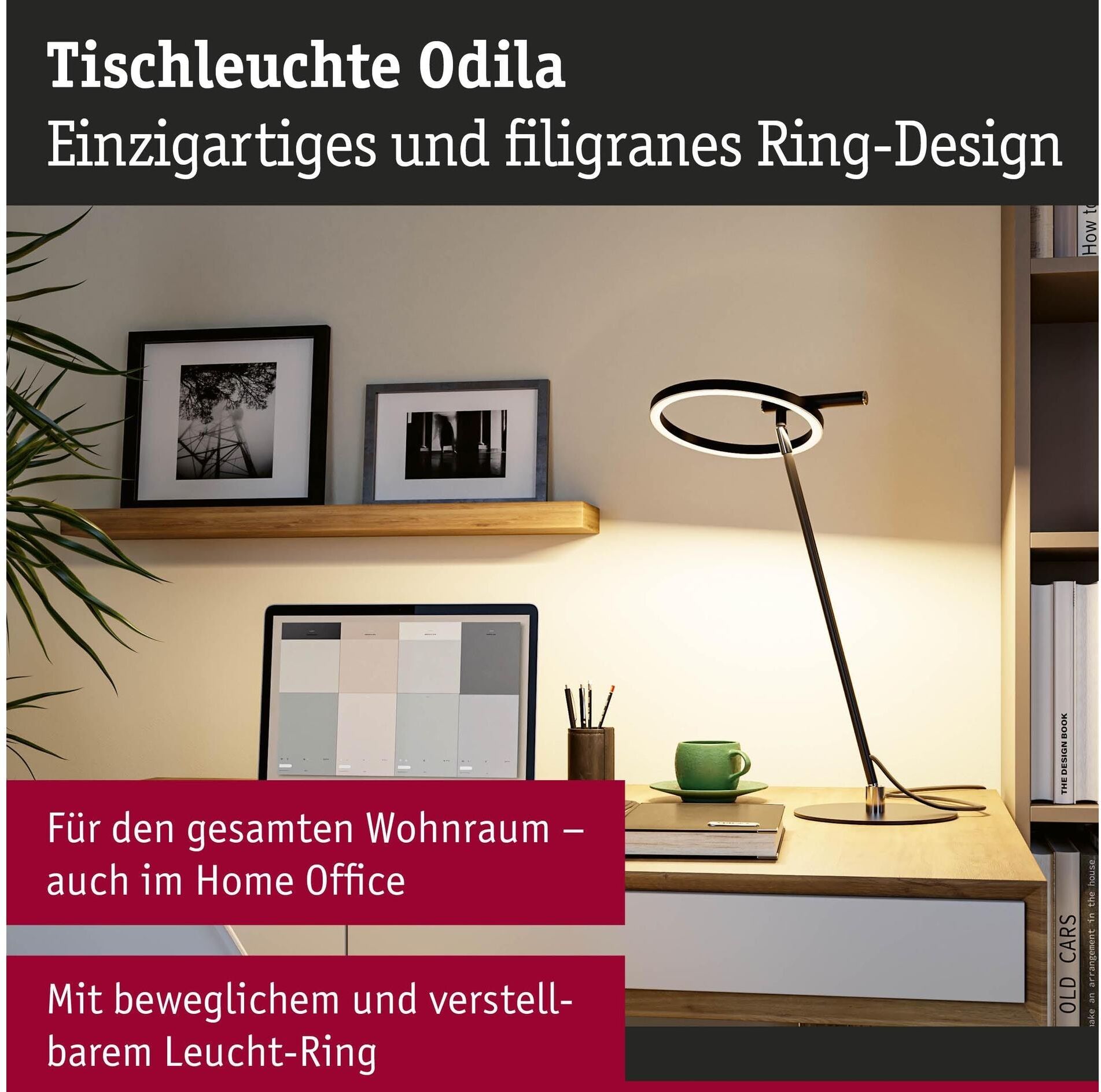 PAULMANN LED Schreibtischlampe "Paulmann Schreibtischleuchte Schreibtischleuchte Odila", weiß, neutral, H: 48,5cm, Leuchten, LED Schreibtischlampe weiß, neutral H: 48,5cm