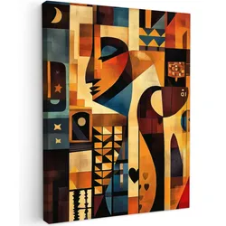LEINWANDBILD Figuren - Abstrakt - Symbole Wandbild Wohnzimmer 60x80 cm