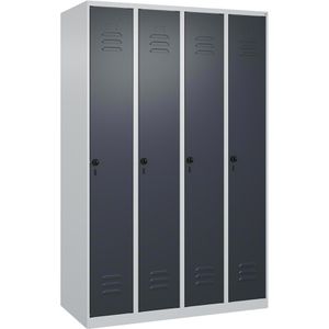 CP-Möbel Spind Classic PLUS, anthrazit, 4 Abteile, mit Drehriegelschloss, 120 x 185 cm