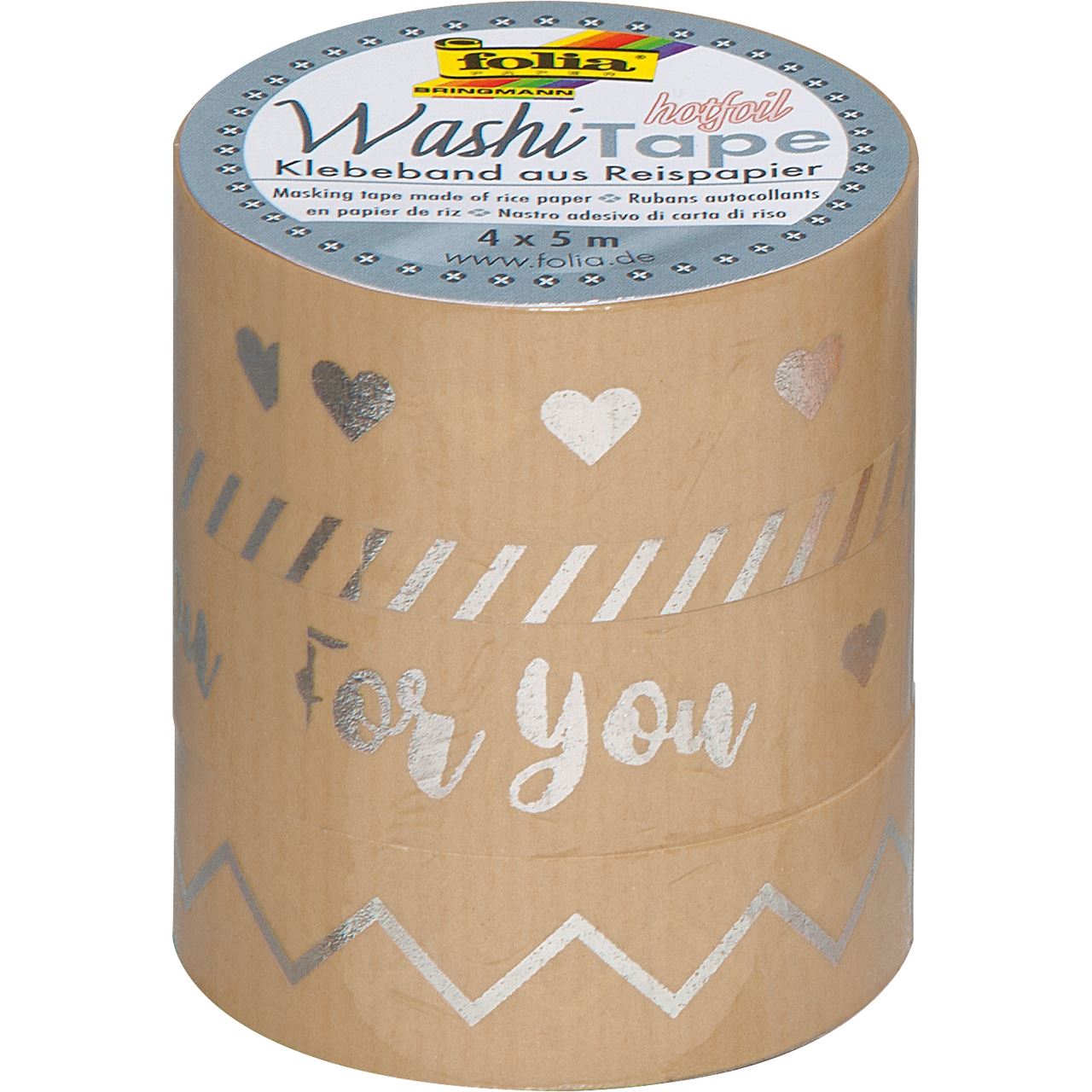 folia Washi Tape HOTFOIL Deko-Klebeband matt 15,0 mm x 5,0 m 4 Rollen