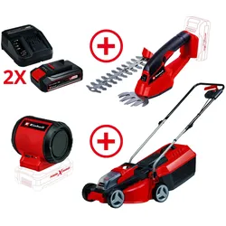 Einhell, Rasenmäher, Akku-Rasenmäher + Akku-Gras- und Strauchschere + 2x 2,5 Ah Starter-Kit + Akku-Lautspreche... (Akkubetrieb)