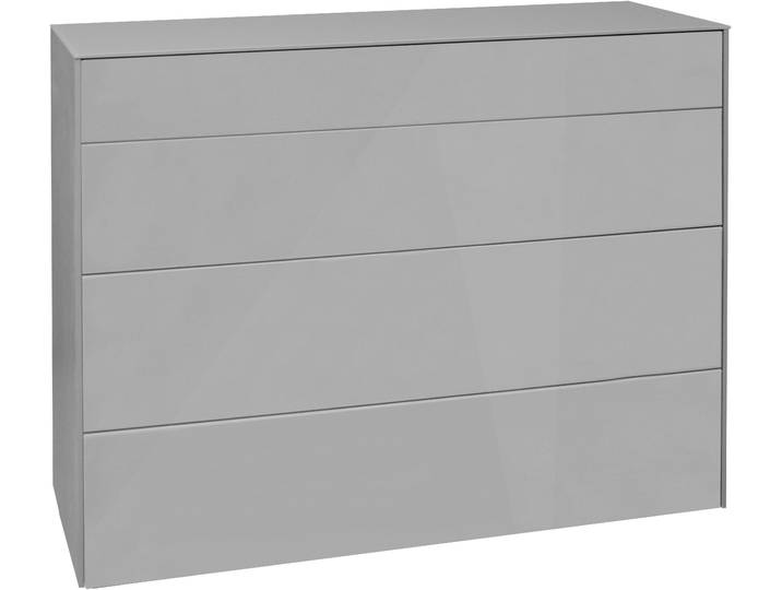 Kommode MÄUSBACHER Imola , grau (kreidegrau matt lack, glas kreidegrau glanz), B:121cm H:89cm T:42cm, Sideboards, Kommode, 2-Schubladen Kommode