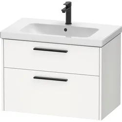 Duravit D-Code Möbel-Set, Möbelwaschtisch mit Waschtischunterbau wandhängend, 784x460x555mm, DC02930BD180000, Farbe: Korpus Weiß Matt, Griff Diamantschwarz Matt
