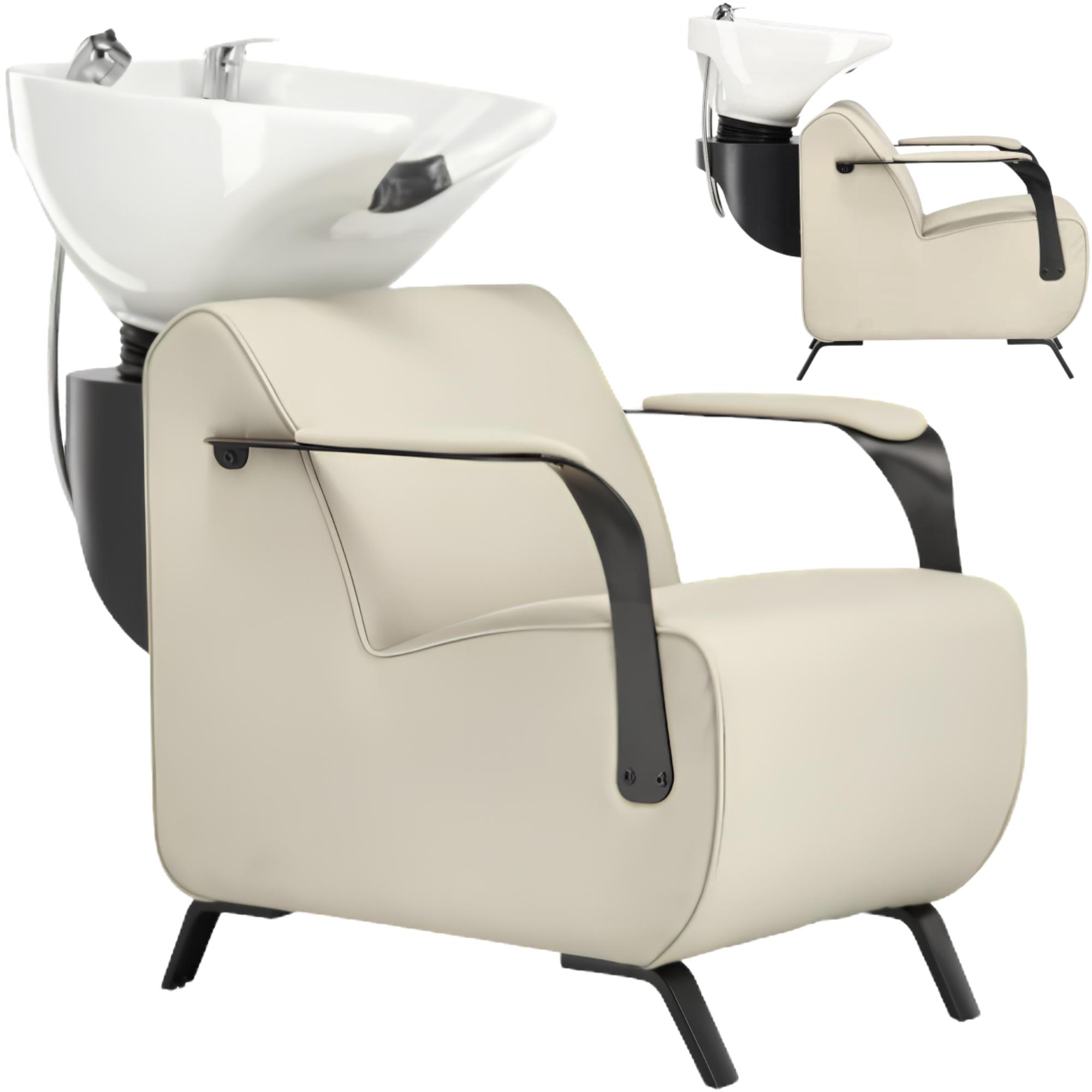 Inez Friseur- & Barber-Waschbecken mit verstellbarem Keramikbecken - Komplett mit Armaturen, Mischbatterie & Brause für professionelle Salons