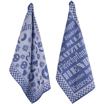 Geschirrtuch PAD "HEIMAT", blau, B:50cm H:1cm L:70cm, 100% Baumwolle, Geschirrtücher, Geschirrtuch, 100% Baumwolle, 50x70 cm, Motiv Brezel