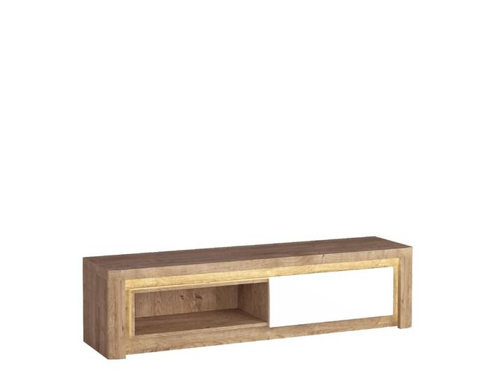 Masseno TV-Schrank VARUS 162 cm Fernsehschrank mit 1 Türen TV-Lowboard für Wohnzimmer Modern 162x42x40,5 cm Eichefarben/Weiß