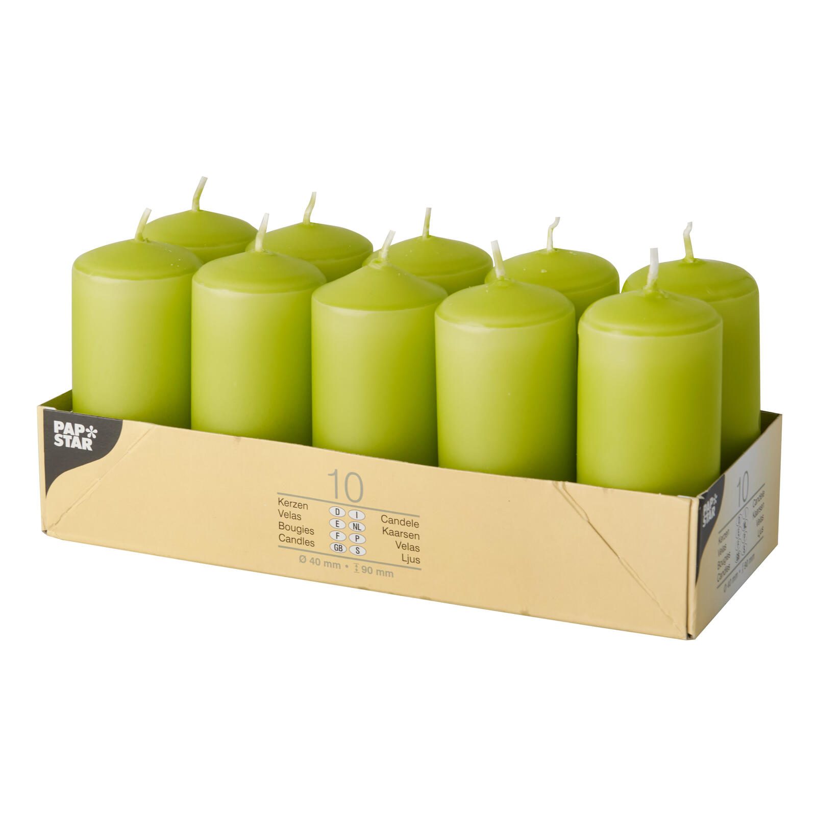 STARPAK PAPSTAR Stumpenkerzen 9 cm kiwi 10585