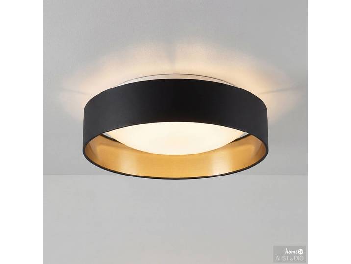 Deckenleuchte JOULO 41 x 11 x 41cm Schwarz/Schwarz Gestell: Eisen, pulverbeschichtet Schirm: Textil LED LED-Platine