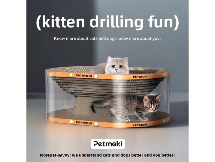 Griffoir pour chat, tunnel-nid pour chat, jouet multifonctionnel et canal de jeu intégré pour chat