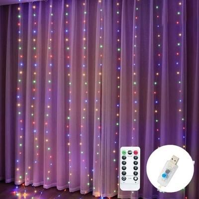 Uplift Picks Starfall LED Curtain Lights USB Fairy Lights With Remote multicolor 6mx3m 600led
