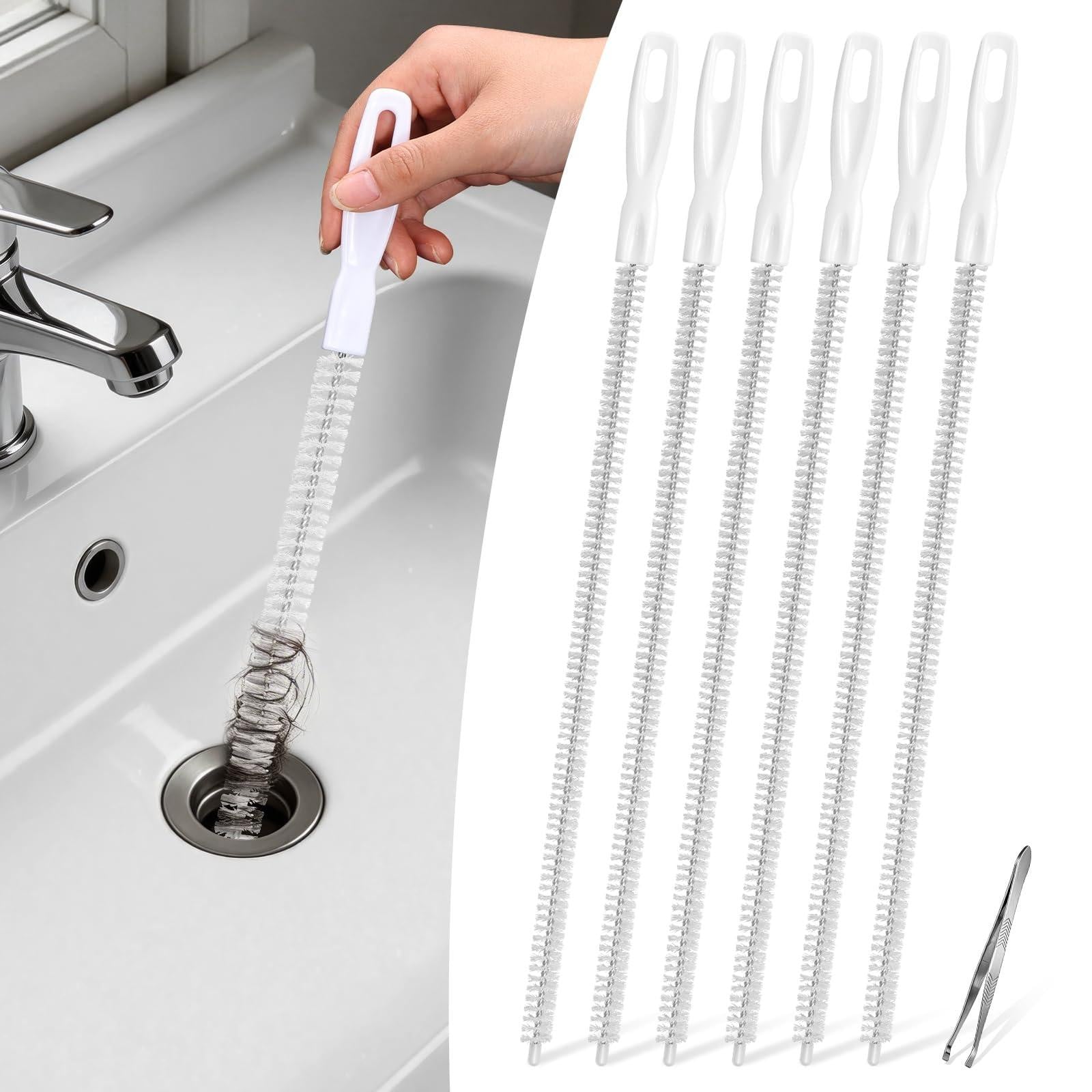 Alyvisun Set van 6 Afvoerreinigingsborstels met Pincet, 45 cm, Flexibel