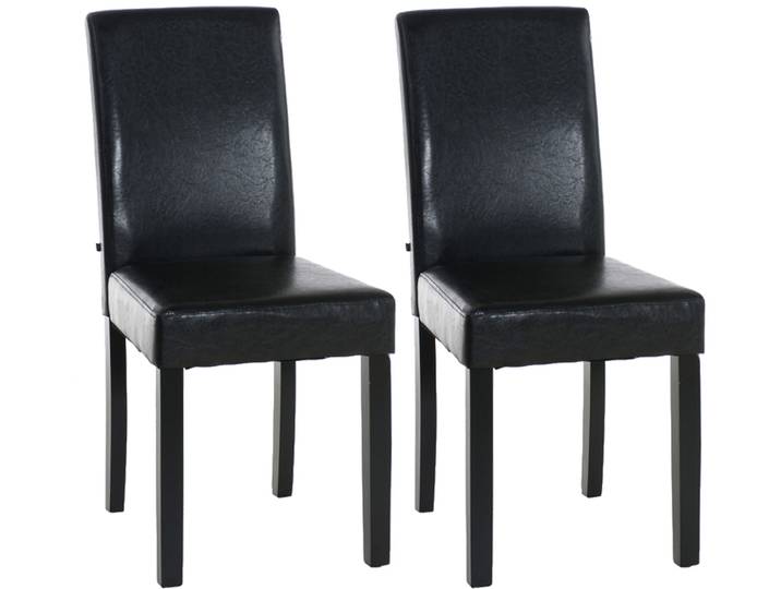 TPFLiving 2er Set Esszimmerstuhl Ines Kunstleder Gestell Holz Schwarz - Braun