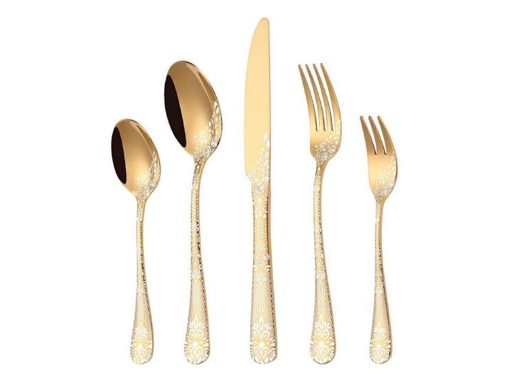 LuxusKollektion Besteck-Set Besteck Gold Edelstahl 6 Personen Gabel Löffel 30-Teiliges Golden