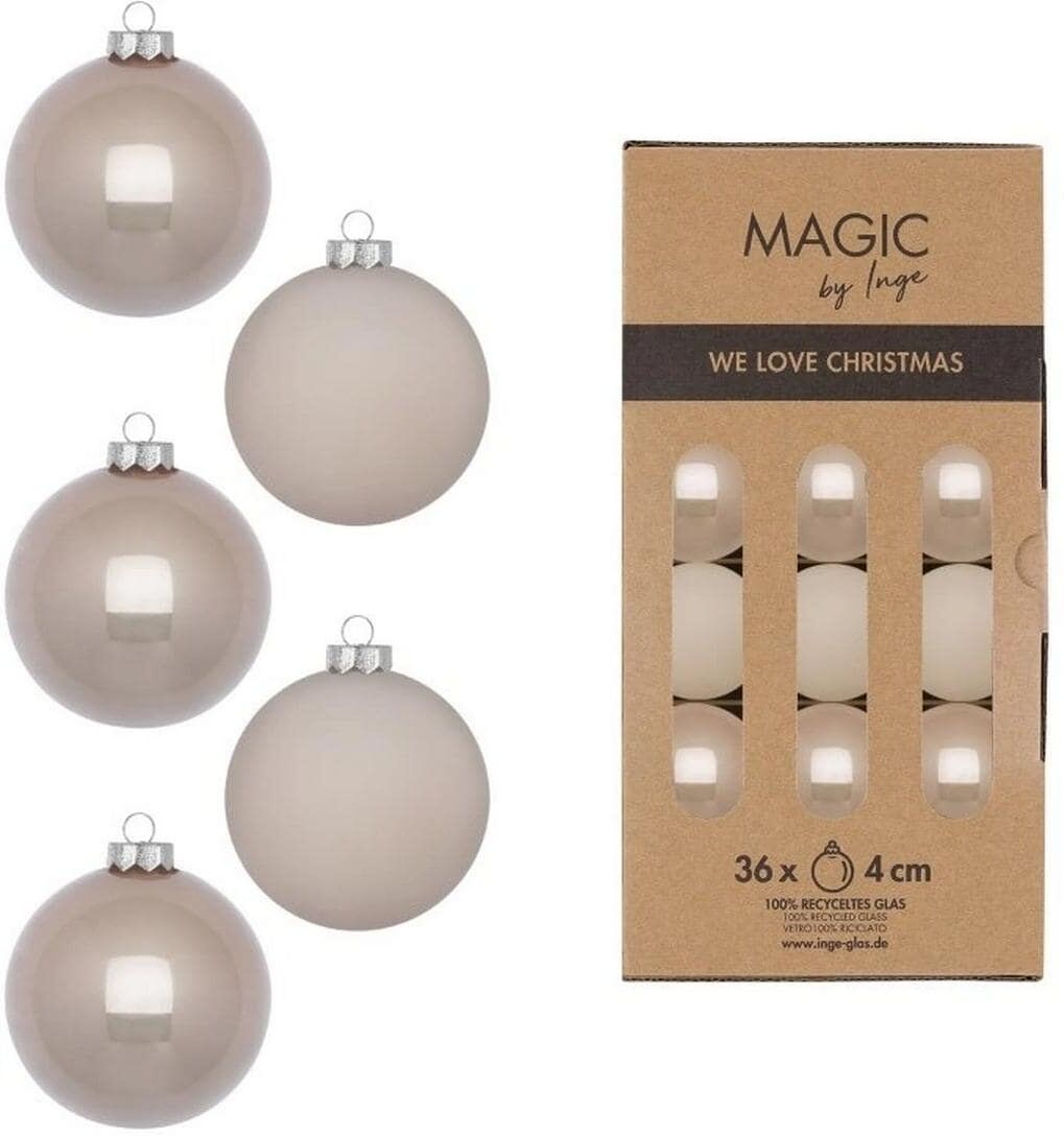 Weihnachtsbaumkugel "INGES CHRISTMAS DECOR Weihnachtskugel Fine Alabaster 36 Stück", beige (natur), Ø:4cm, Glas, Weihnachtsbaumkugeln, Weihnachtsbaumkugel natur 4cm