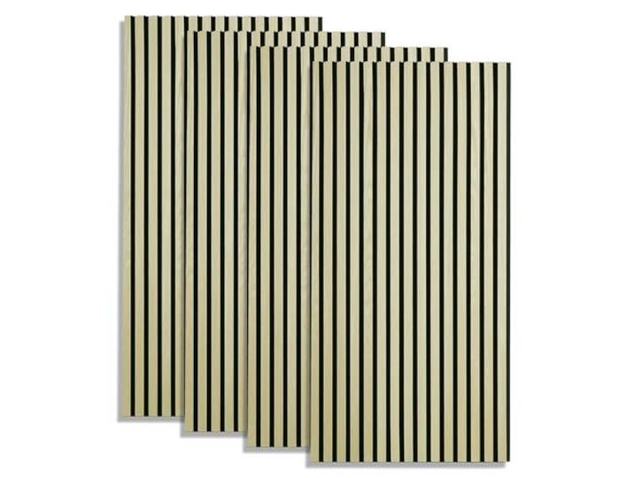 Homestyle4u 4er Set Akustikpaneele Holz 120x60 cm - Hell Wandpaneele MDF Schallschutzplatten zur Wandverkleidung innen - Lamellenwand mit Filz zur Schallreduktion - Dekorpaneele Set 60x120 cm