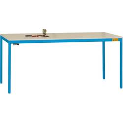 Manuflex LD1908.5012 ESD ESD-Arbeitstisch UNIDESK mit Melaminplatte, Gestell Lichtblau RAL 5012, BxTxH = 1200 x 800 x 720-730 mm Licht-Blau (RAL 5012)