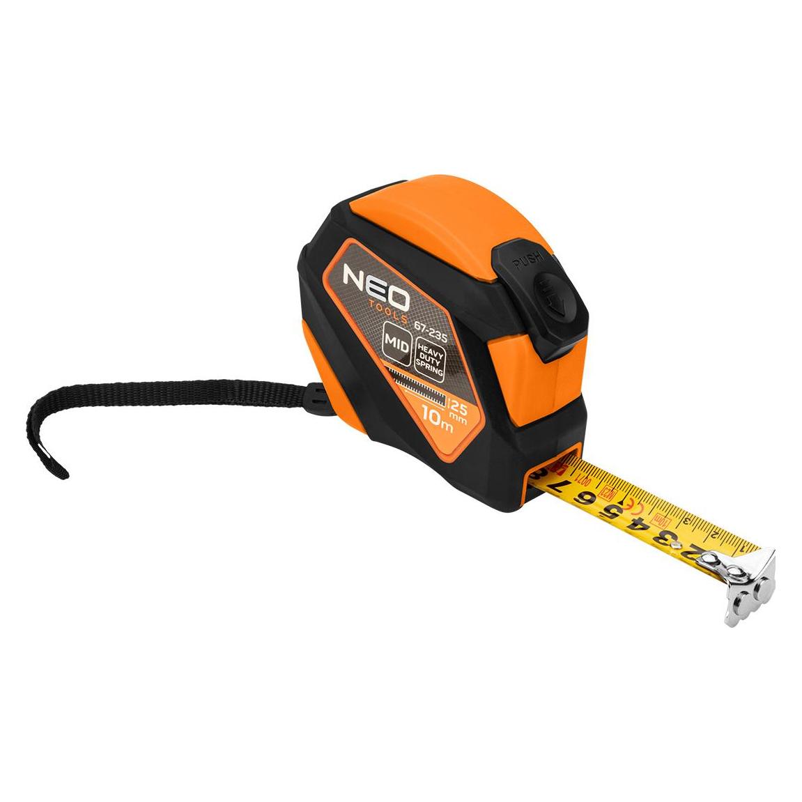Neo Stahlbandmass 10 m x 25 mm, selbstverriegelnd, Stopptaste, Magnet (10 m) (44679285)