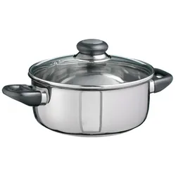 Gravidus Edelstahl Bräter Kochtopf Bratentopf Topf Induktion mit Glasdeckel Ø 20 cm