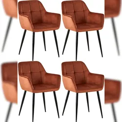 CLP 4er Set Esszimmerstühle Emia braun/Samt