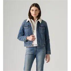 Levi's für Damen. 36136-0140 Blaue Original Sherpa Trucker Jacke (L), Lässig, Baumwolle