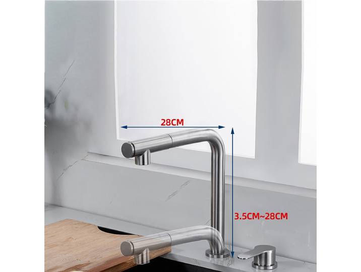 Évier de Cuisine Invisible Rotatif à 360 Degrés en Acier Inoxydable, Robinet à Double Trou pour Centre Commercial Chaud et Froid Dissimulé
