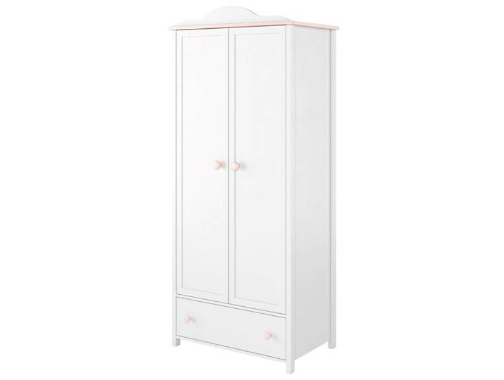 Feldmann-Wohnen Kleiderschrank Luna (Luna, 1-St., Kleiderschrank mit 2 Drehtüren) 85cm weiß / rosa 1 Schublade