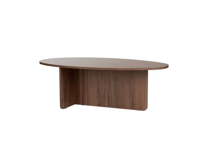 Table basse moderne ovale décor bois sombre