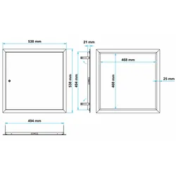 Revisionstür weiß beschichtet, mit Schloss 500X500 mm