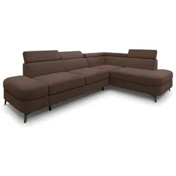 ECKSOFA AVISE Q R-S Braun Boucle-Stoff mit Schlaffunktion