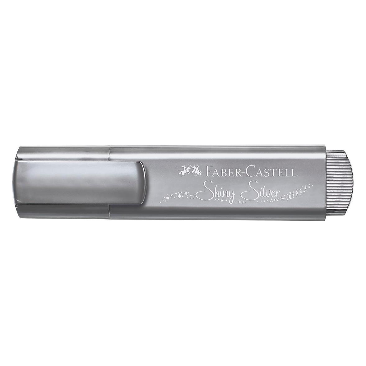 Faber-Castell Textmarker TL 46 Metallic, 3 Strichstärken: 1/2/5 mm, Tinte auf Wasserbasis, 4/10 S... (10x) (154661 SILBER)