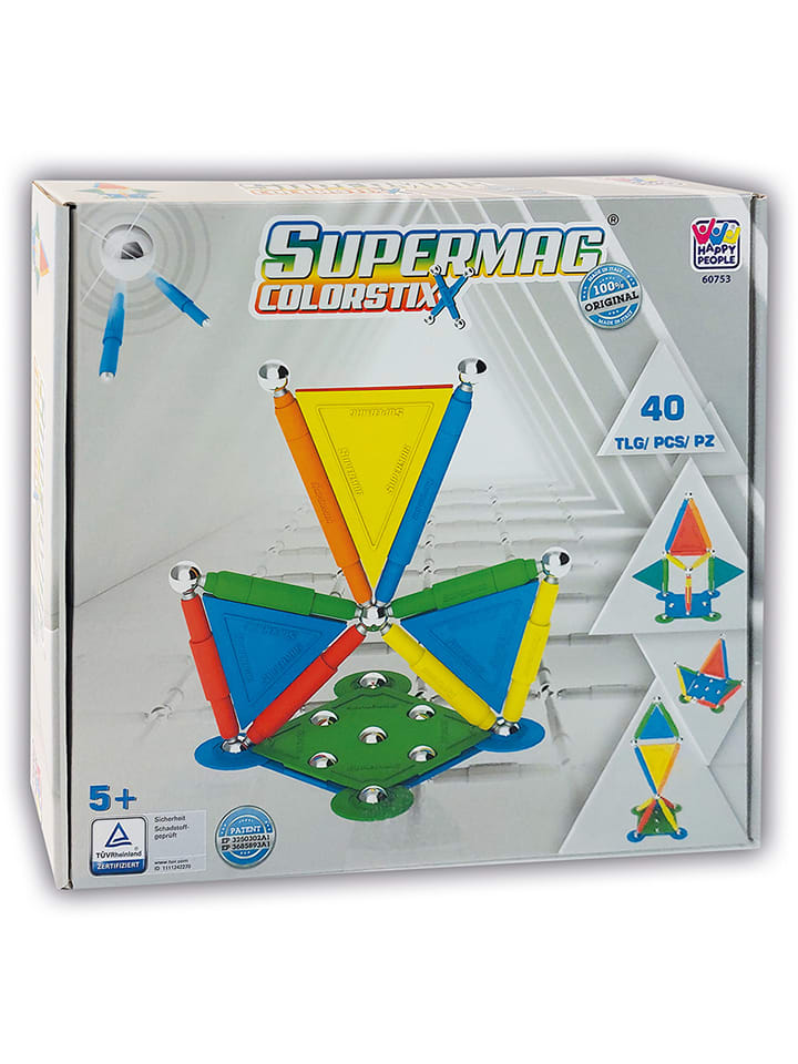 Happy People 40tlg. Magnetbauset "Supermag Colorstiix" - ab 5 Jahren - onesize