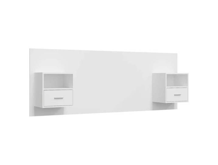 NEW Tête de lit avec armoires Blanc Bois d'ingénierie aspect contemporain_26681