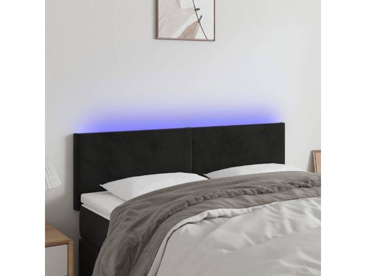 Tête de Lit à LED Meuble de Chambre à Coucher Accessoire de Lit Double Tête de Cadre de Lit Intérieur Noir 3121382