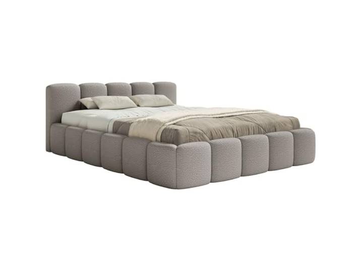 Selsey Polsterbett 160x200 cm Modernes Bettgestell mit Lattenrost Elegantes Design in Grau Bouclé Robuster Holzrollrost für Komfort Bodenschonende Kunststoffgleiter Max Belastung 250 kg